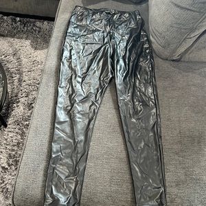 PrettyLittleThing Faux Leather Black Slim Leg Trouser Size M Stretchy